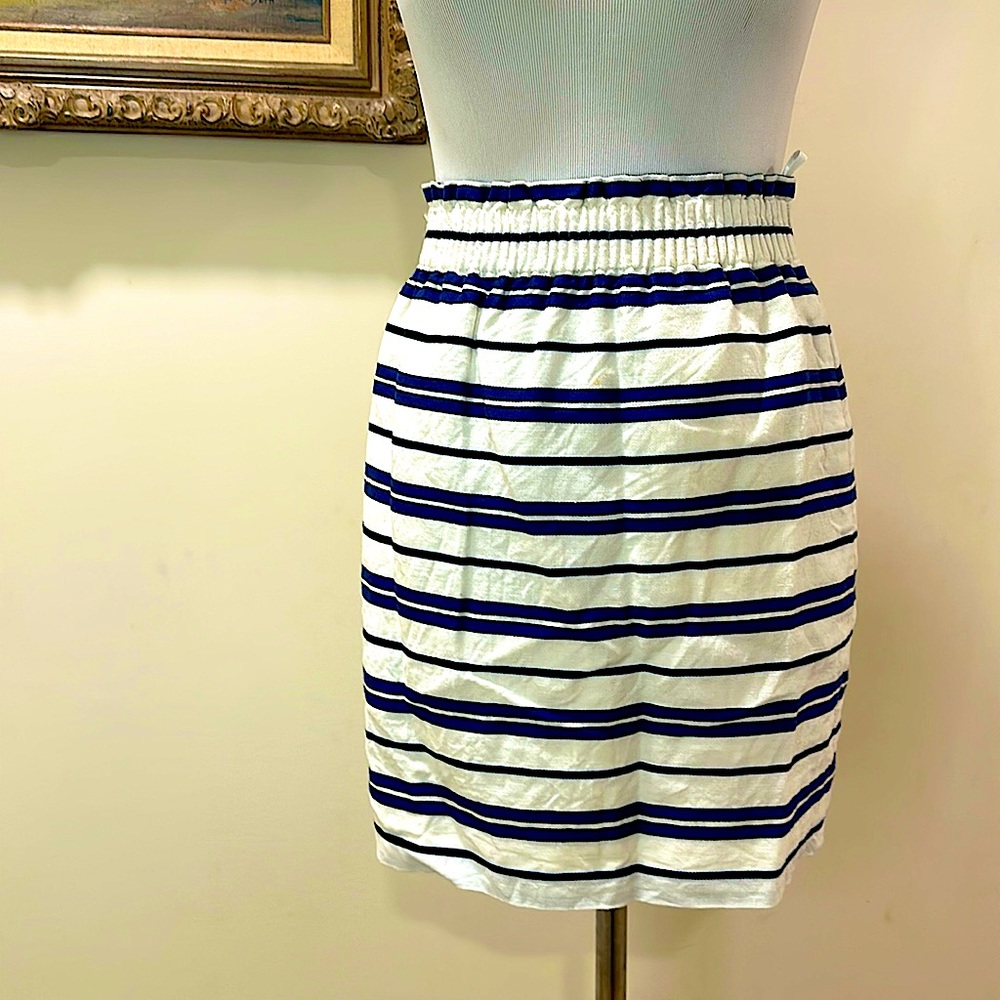 Blue and white stripped linen blend j.crew skirt
